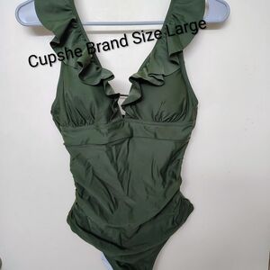 Green Ruffled One-Piece Swimsuit